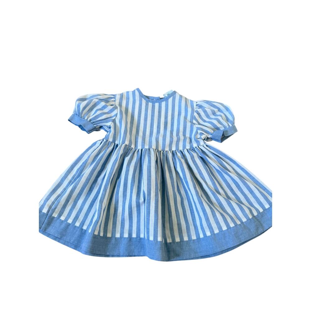 Vintage Kate Greenaway Dress Striped toddler Cotton Blended Blue White Size 4T